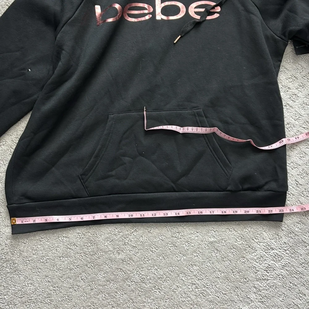 NWT Bebe Women’s Black & Rose Gold Foil Logo Hoodie – Size 2X - Picture 13 of 13